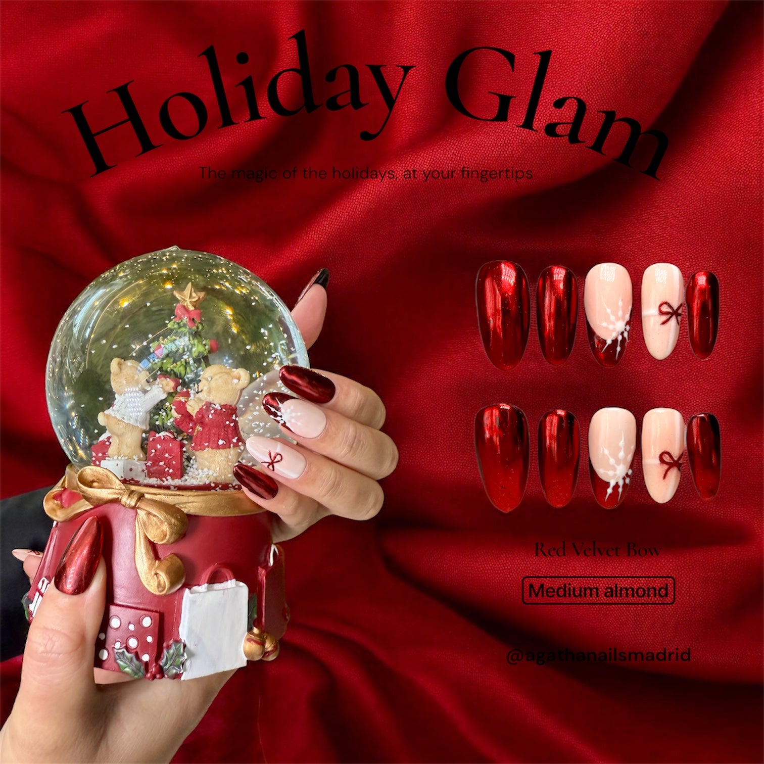 Red Velvet Bow - Press On